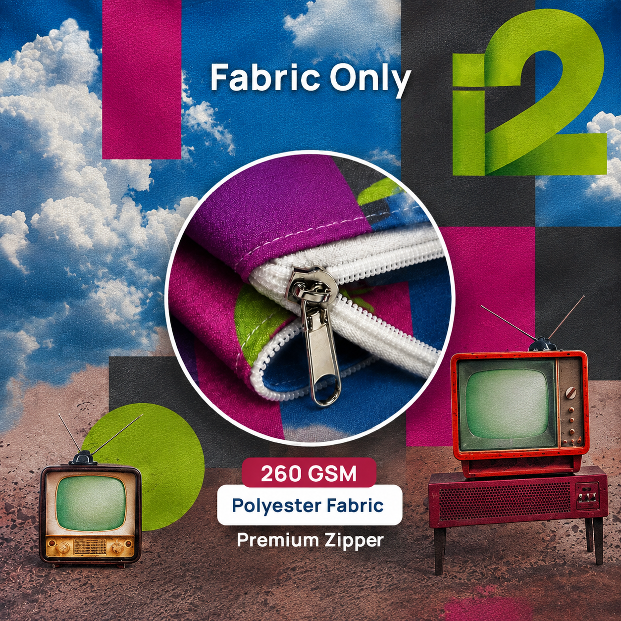 Media Wall Fabric Only - Square Corners  - 1 Side 2000mm x 2300mm