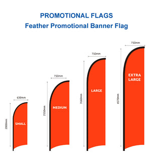 Feather Promotional Banner Flag -  Medium - Cross Foot Base