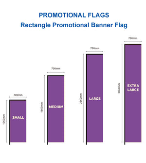 Rectangle Promotional Banner Flag -  Small - Picket Ground Spike Base
